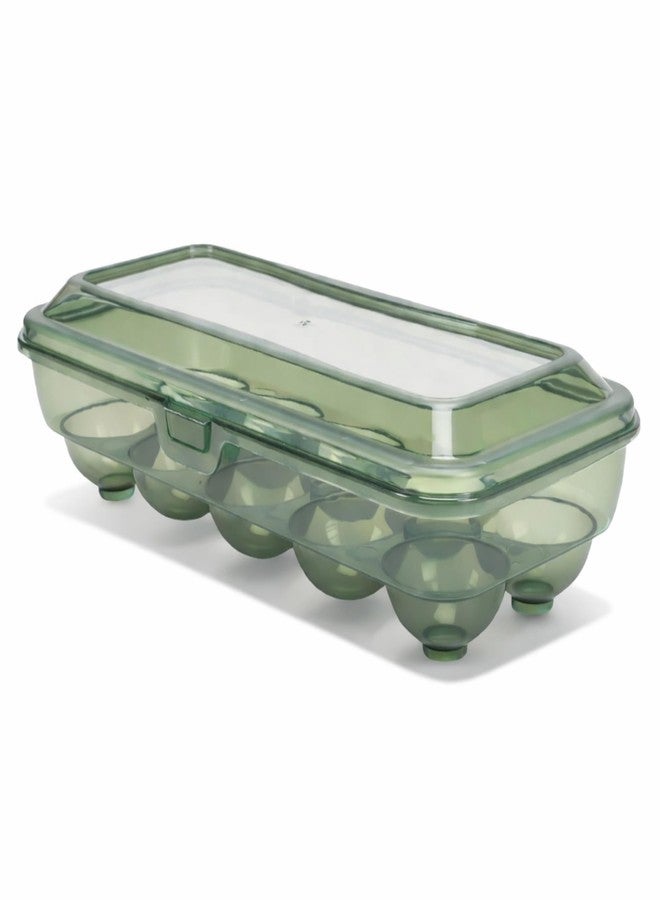 HoopVool Egg Storage for Refrigerator, Egg Holder for Fridge, Portable Egg Organizer with Lid, Stackable Egg Storage with Safety Buckle (10-Slots, Green) - Image 1